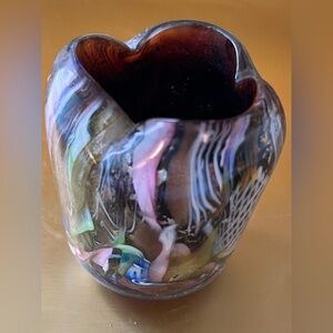 Murano Byzantine series glass vase miniature Tuttifrutti Italy 1950s A.Ve.M.